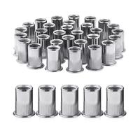 Gueenky 30 Pièces Rivet Ecrou M10, Écrous à Rivets en Acier Inox Tête Plate Ecrou Insert M10 Assortiment Kit pour Bois Meubles (15 mm x 20 mm)