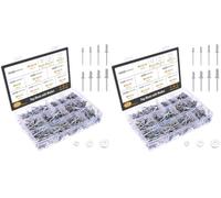 Gueenky 650 Pièces Rivet Inox, 3,2/4/4,8 mm Rivet Pop avec Rondelle, 6 Tailles Assortiment Rivets Aveugle pour Métal Bois Plastique, avec Boîte de Rangement (Lot de 2)