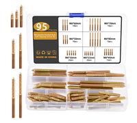 Gueenky 95 Pièces Vis à Double Filetage M6, Vis à Double Tête Autotaraudeuse M6 x 25-80 mm, Vis Double Filetage Bois pour Meubles en Bois à Fixation
