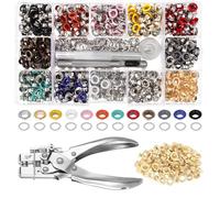 Gueenky Pince à Œillets avec 700 Oeillets Métalliques Ø 5 mm, Pince Perforatrice Oeillet avec 13 Couleurs Œillets pour Bâches Tissus Cuir