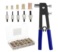 Gueenky Pince à Insert Fileté, Pince à Rivet Insert avec 430 M3 M4 M5 M6 M8 Écrous à Sertir et 5 Mandrins, Kit de Pistolet à Écrou Riveteuse pour Réparation Auto & Métal