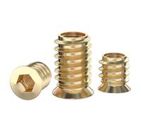 GUEEYUAW Insert Fileté 20 Pièces M5 x 12mm, Insert Bois M5, Inserts Hexagonaux pour Meubles en bois