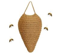 Guêpes factice | Nid d'abeille artificiel | Appât de ruche crocheté 36 cm | Corde en coton marron foncé/marron clair | Objet décoratif pour chasser les frelons et les mouches