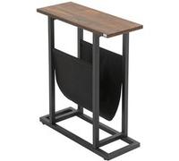 HOMCOM Table d'appoint Bout de canapé Table d'entrée avec Porte-revues strucuture en Acier Design Industriel - 49 x 19 x 55 cm Noir Marron foncé