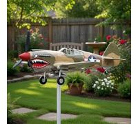 Gueule De Requin Avion De Guerre Girouette, Métal Girouette Avion, Rotative Girouettes Avions Pour Jardin, Girouettes Gueule Requin G-irouette À Hélice Extérieur, Pour Terrasse Pelouse Décoration