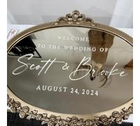 Gufacai Autocollant miroir personnalisé « Welcome to Our Wedding » à faire soi-même, décalques miroir pour entrée de mariage, autocollants miroir de bienvenue en vinyle (blanc, 35 x 62 cm)