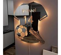 Gufacai Enseigne Lumineuse Personnalisable Football Led Miroir Lampe,Néon Personnalisé Prenom Enseigne Veilleuse Garcon Murale D'éclairage De Pièce Murale Noël Anniversaire Cadeau (30x35cm)