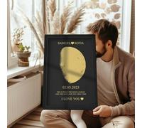 Gufacai Impression personnalisée phase de lune par date, feuille dorée ou argentée, affiche personnalisée de phases de lune, ciel pour anniversaire, Noël, mariage, maman, papa, décoration murale phase