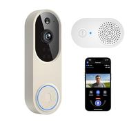 guggre Sonnette vidéo sans fil 1080P et sonnette, sécurité améliorée avec détection humaine AI, audio bidirectionnel, vision nocturne HD, stockage cloud AES-128, alertes en temps réel, intelligent