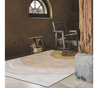 GUGJHFVH Tapis à poils courts - Doux - Antidérapant - Lavable - Pour le bureau, le couloir - Motif arbre jaune moderne avec anneau gris 6,5 cm