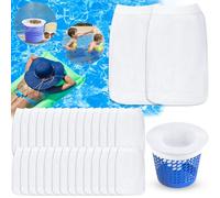 GUHAOOL Chaussette Skimmer Piscine, 30Pcs Pool Skimmer Socks Filtre Skimmer Piscine, Prefiltre Skimmer Nylon Élastique, Réutilisable Chaussette Filtre Piscine Protégez La Piscine Propre,Feuilles,Écume