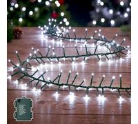 Guhope Cluster Guirlande lumineuse d'extérieur 5 m 200 LED avec piles | Éclairage de Noël blanc, 8 modes, minuterie, protection IP44 contre l'eau pour l'intérieur, l'arbre de Noël