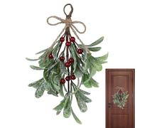 Gui artificiel givré - Pics de gui artificiel | Guirlande de gui festive, tiges de gui artificielles, bouquet de gui suspendu avec baies, guirlande festive de gui pour décoration de maison et de