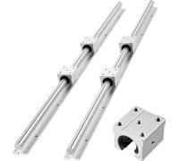 Guidage linéaire SBR25 - Kit de rails linéaires - 2 rails de 1200 mm chacun - 4 blocs de roulements linéaires - Arbre rond entièrement soutenu - Pour machines CNC, fraiseuses, rectifieuses et perceuse