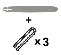 GT GARDEN - Guide 18 pouces (45 cm) avec lot de 3 chaînes 72 maillons pour tronçonneuse