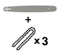 GT GARDEN - Guide 20 pouces (50 cm) avec lot de 3 chaînes 76 maillons pour tronçonneuse