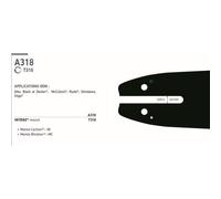 GUIDE CHAINE TRONCONNEUSE OREGON 120SDEA318 - 30CM - 12' - 3/8LP - 0.50 - 1.3MM - 44 MAILLONS - 44 E