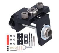 Guide de perçage à trou réglable 3 en 1, gabarit de repérage pour perceuse à bois, avec mèches de 8 mm, 10 mm et 15 mm, guide de perçage en alliage d’aluminium pour le bricolage du