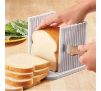 Guide de trancheuse à pain réglable pour couper des toasts faits maison, des bagels, du déjeuner, de la viande, pliable et compact avec plateau blanc