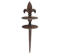 Guide de Tuyau d'Arrosage à Planter en Fonte Patinée Marron Motif Fleur de Lys 9x9x32cm
