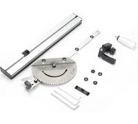 Guide d'onglet pour scie circulaire de table - 450 mm. Règle d'angle - Avec butée d'angle - Pour scie circulaire et table de fraisage - Ensemble métallique en 3 pièces - Gris