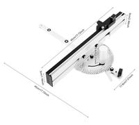 Guide d'usinage pour système de rainures - Usiné CNC - Angle réglable de 0 à 60° - Aluminium - Butée de 45 cm - Pour scies circulaires de table - Argenté