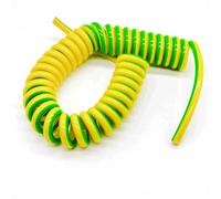 GuidNaurys Câble de mise à la terre flexible en polyuréthane extensible de 5 mètres, rétractable, monoconducteur, jaune et vert Rétractable(17AWG 1mm2)