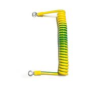GuidNaurys Câble électrique spiralé monoconducteur extensible de 0,75 mètre, jaune et vert, flexible, en cuivre pur PU Rétractable(13AWG 2.5mm2)