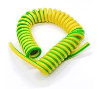 GuidNaurys Ligne électrique spiralée extensible de 3 mètres, mise à la terre hélicoïdale, jaune, vert, flexible, souple, 1 noyau en polyuréthane Rétractable(15AWG 1.5mm2)