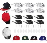 Guidre 12Pcs Crochets de Chapeaux, Porte de Casquette | Adhésifs Crochets Muraux pour Chapeaux, Mural Double Hook Porte-Chapeaux, pour Chapeaux, Écharpes, Sacs, Serviettes, Casques