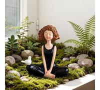 Guidre Figurine Fille Yoga en Résine avec Colombe, Décoration Intérieure | Peinte à la Main, Déco Table Salon Bureau, Cadeau Fête des Mères, Noël, Saint-Valentin, Anniversaire,11,5 x 8 x 13cm
