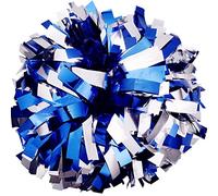 GUIFIER 1 Paire Pompons de Pom-pom girl, Pom Poms Cheerleading avec Bâton Poignée, Pom Pom Cheerleader en Feuille Métallique, Pompons Pompom Girl pour Sport, Compétition, Fête (Bleu et Argent)