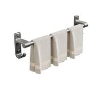 guiling-1986 Étagère de douche de salle de bain Barre porte-serviettes de salle bain avec crochets, mural en aluminium sans perçage(Gun gray,70cm)