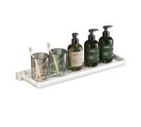guiling-1986 Étagère de douche de salle de bain Étagère de douche flottante pliable en aluminium, sans perçage, for buanderie, salle bain, cuisine(Blanc,50cm)