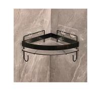 guiling-1986 Étagère de douche de salle de bain Étagère de salle bain adhésive d'angle avec crochets, organiseur douche triangulaire en acrylique sans perçage clôture métal(Noir)
