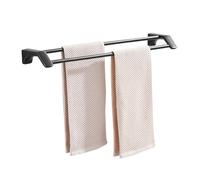 guiling-1986 Étagère de douche de salle de bain Porte-serviettes mural double en acier inoxydable, sans perçage, for salle de bain(Noir,60cm)
