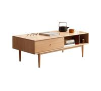 guiling-1986 Tables Basses Table Basse de Rangement Double Face, Porte coulissante, tiroir, Finition Claire Table D'appoint
