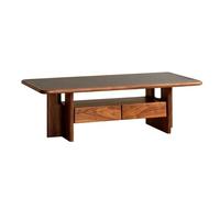 guiling-1986 Tables Basses Table Basse en Bois avec Rangement 2 tiroirs et étagère Ouverte Minimaliste Moderne Table D'appoint
