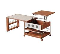 guiling-1986 Tables Basses Table Basse modulaire en Bois avec Plateau relevable et Rangement Roulant multifonctionnelle Table D'appoint