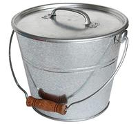 GUILLOUARD Seau avec Couvercle 5 L - Acier Galvanisé Résistant - Multi-Usages : Compost, Cendres, Pellets, Jardin - Anse avec Poignée Bois - Esthétique & Durable - Seau Métal Vintage - 080650