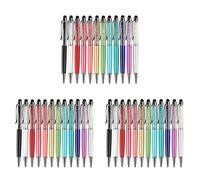Guindxan Lot de 36 stylets et stylos à bille 2 en 1 avec strass et encre (12 couleurs)