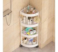 GUINJO Support de Douche à 4 Niveaux avec roulettes, étagère d'angle antirouille, Rangement de Cuisine et de Salle de Bain sur Pied (Color : White, Size : 37 * 90cm)
