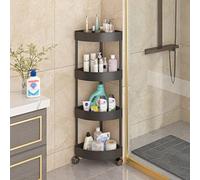 GUINJO Support de Douche à 4 Niveaux avec roulettes, étagère d'angle antirouille, Rangement de Cuisine et de Salle de Bain sur Pied (Color : Black, Size : 37 * 90cm)