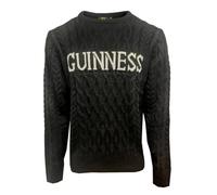 Guinness Aran Pull en tricot noir ou blanc, Noir , L