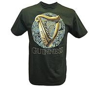 Guinness Dunkelgrün Baumwoll T-shirt T-shirt Kurze Ärmel für Herren mit Irlande Inschrift und Harfe Design, Vert, bleu., 3XL