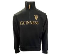 Guinness Sweat-shirt à fermeture éclair 1/4 avec emblème noir, Noir , XL