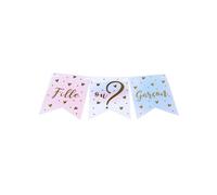 Generique Guirlande 11 fanions Artifetes – Gender Reveal 13×18 cm Rose Bleu Or