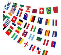 Guirlande 48 Drapeaux du Monde Coupe du Monde Foot 2026 - Inclut Tchéquie, Bosnie-Herzégovine, Suède - 14×21 cm, 15m