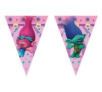 Guirlande 9 fanions Trolls 2.3 mètres - Rose - Taille Unique