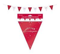 guirlande à fanions anniversaire 6m rouge - générique gf24ru Rouge G